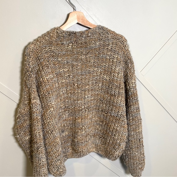 Elsamanda Womans Italian Gold Brown Wool Open Knit Sweater Size Large - Picture 7 of 11